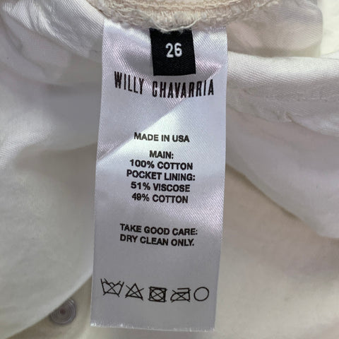 WILLY CHAVARRIA Size 26 Off White Cotton Baggy Cropped Carpenter Casual Pants