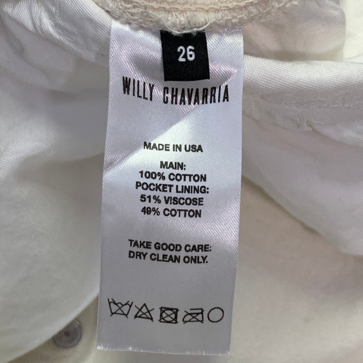 WILLY CHAVARRIA Size 26 Off White Cotton Baggy Cropped Carpenter Casual Pants
