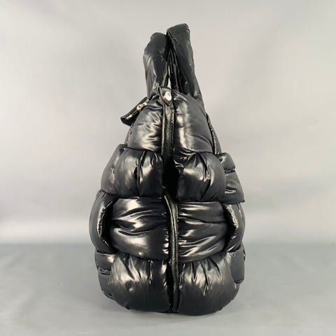 ROBERTA GANDOLFI Large Black Puffy Quilted Nylon Woven Tote Handbag
