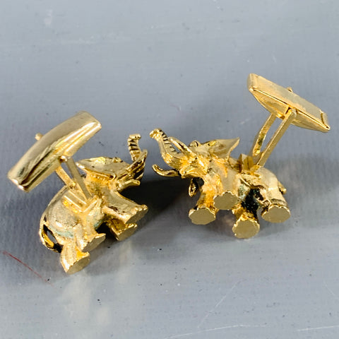 Boutons de manchette ÉLÉPHANTS OR VINTAGE en métal