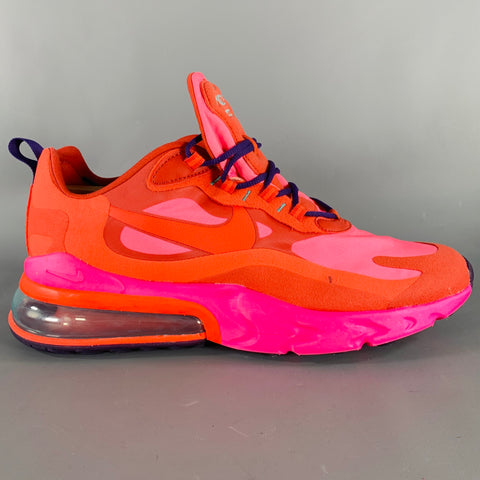 NIKE Size 11.5 Pink Orange Red Color Block Nylon Lace-Up Sneakers