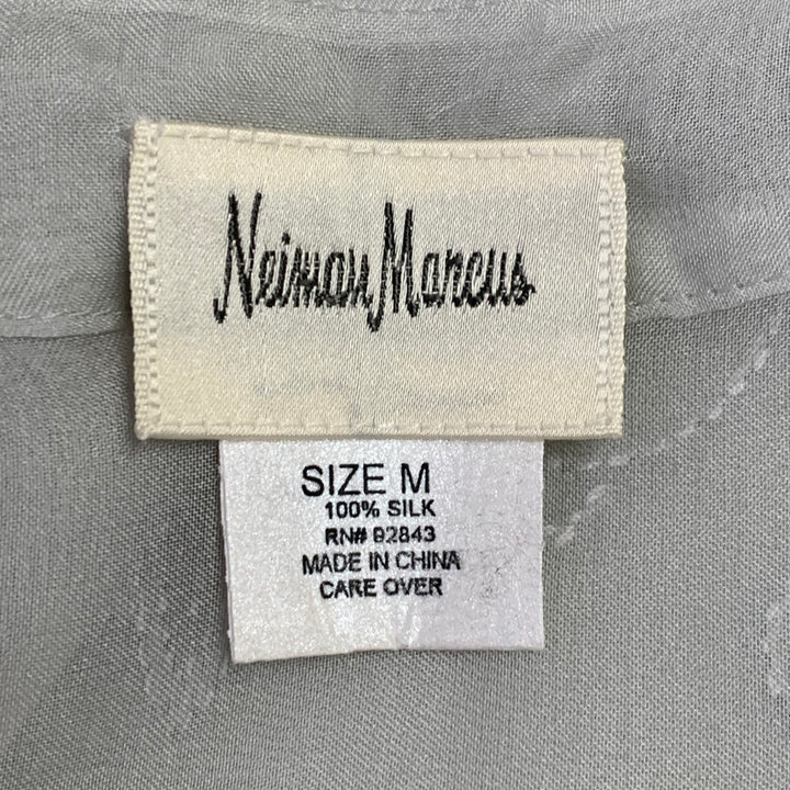 NEIMAN MARCUS Size M Grey Silk Embroidered 2 PC Dress Top Set