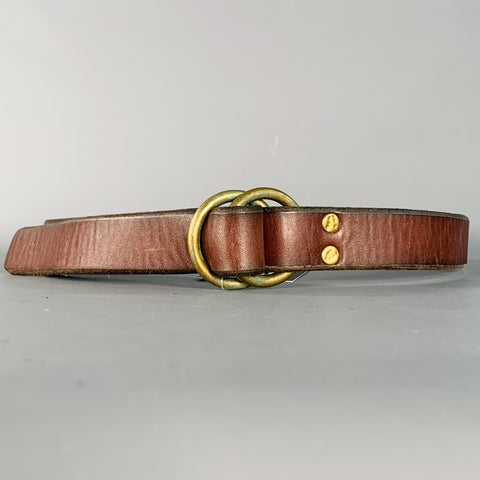 POLO by RALPH LAUREN Vintage Size S Brown Leather Double Ring Belt