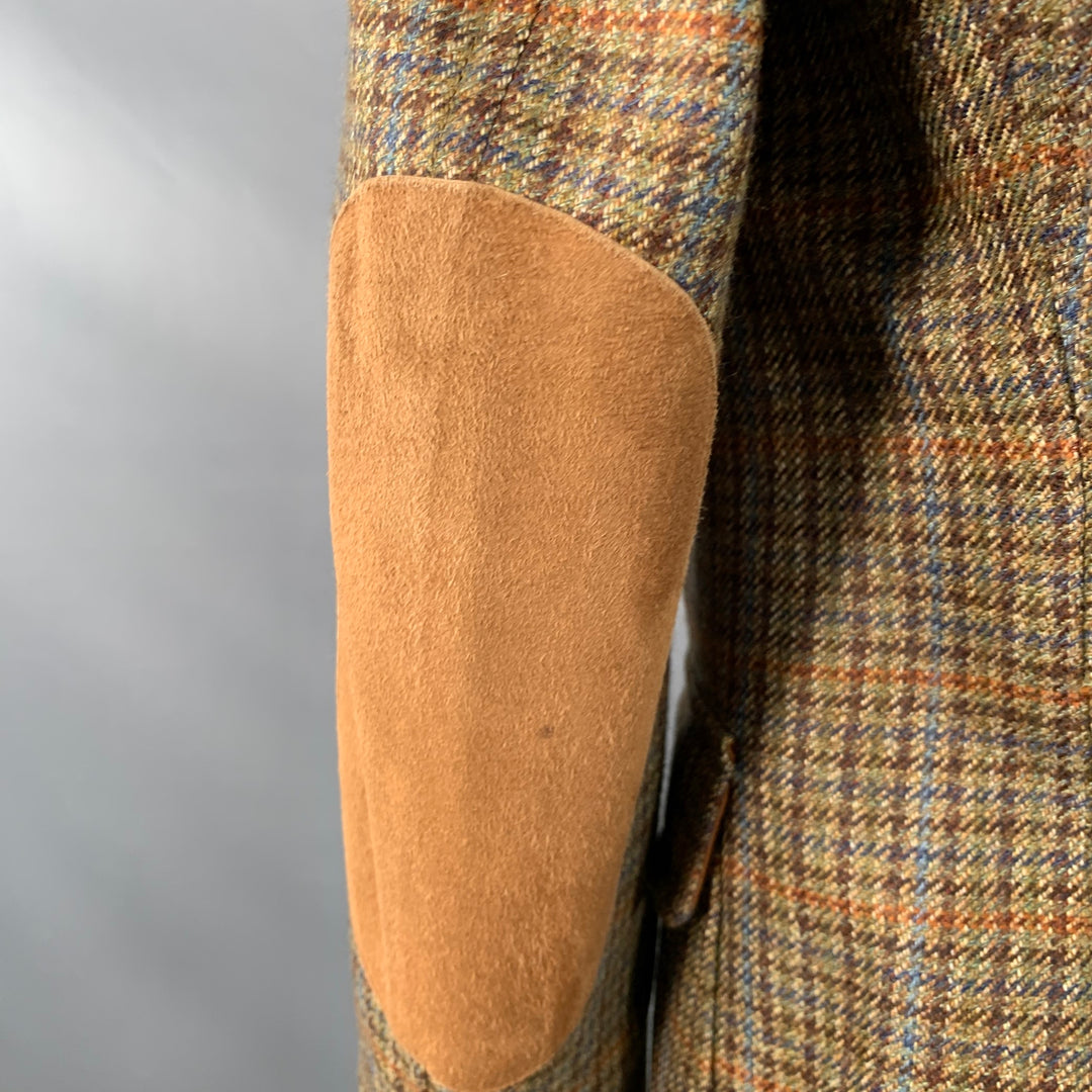 KROON Size 42 Regular Brown Blue Orange Glenplaid Virgin Wool Sport Coat