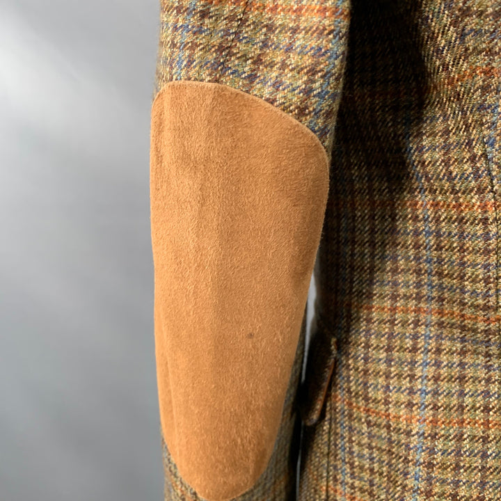 KROON Size 42 Regular Brown Blue Orange Glenplaid Virgin Wool Sport Coat