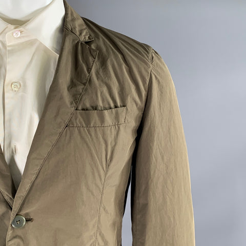 ASPESI Chest Size M Green Olive Solid Polyester Blend Notch Lapel Sport Coat