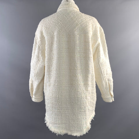 IRO Size M Beige Polyester Blend Tweed Snaps Shirt