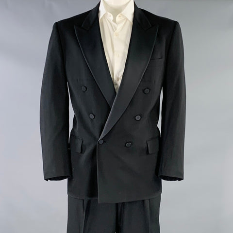 COUNTRY BRITCHES Size 44 Regular Black Wool Peak Lapel Tuxedo