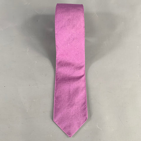DANIELE ALESSANDRINI Purple Lilac Textured Silk Tie