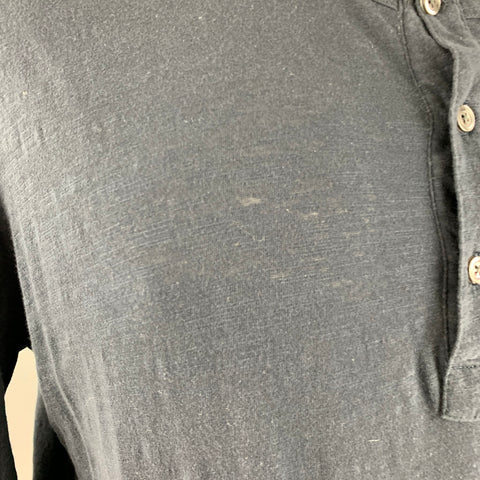 THEORY Size XL Navy Cotton Henley Pullover