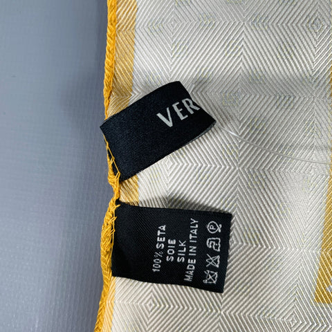 VERSACE Yellow White Stars Silk Pocket Square