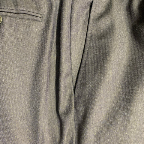 Z ZEGNA Size 40 Regular Navy Charcoal Herringbone Wool Notch Lapel Suit