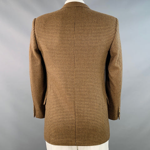 ERMENEGILDO ZEGNA Size 38 Brown Beige Houndstooth Wool Cashmere Sport Coat
