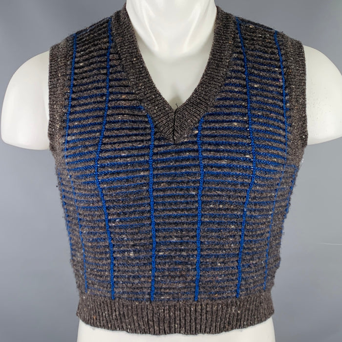 VERSUS by GIANNI VERSACE Size S Grey Blue Rib Knit Vest