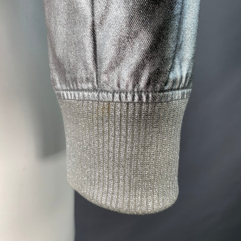 PACO RABANNE Size 38 Silver Shimmer Viscose Bomber Jacket