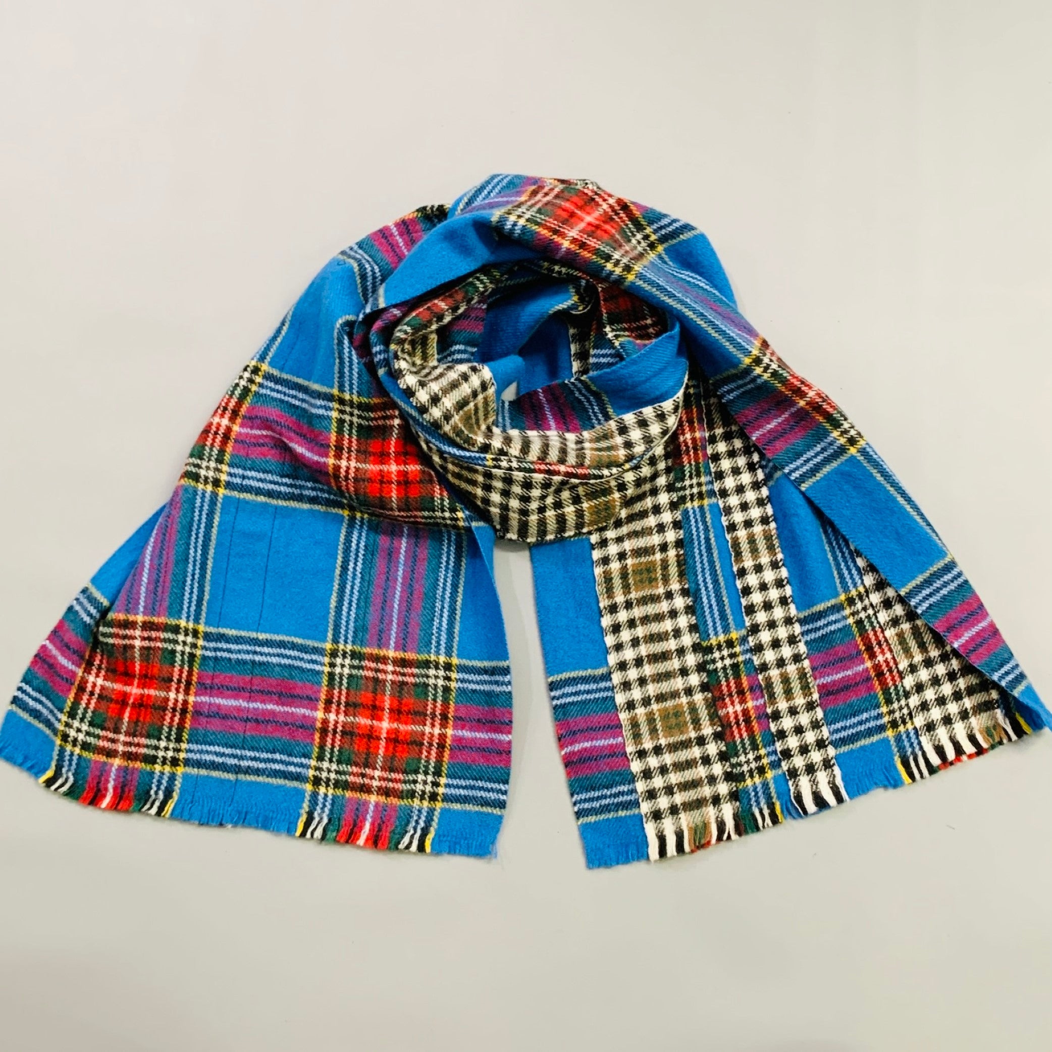 COMME des GARCONS SHIRT BOYS Blue Red Plaid Mixed Patterns Wool