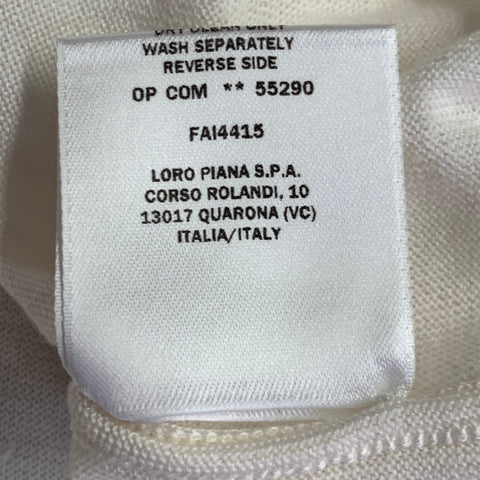 LORO PIANA Size 12 Cream Silk Cotton Jersey Crew Neck Pullover