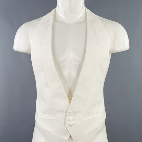 Gilet de smoking en piqué polyester coton crème taille M VINTAGE