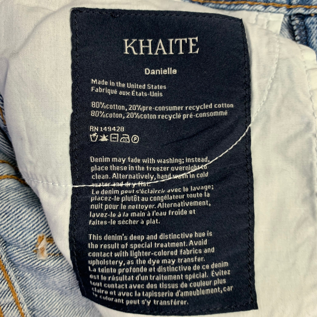 KHAITE Size 27 Danielle Blue Cotton Washed High Waisted Straight Jeans