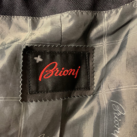 BRIONI Size L Black Silk Cashmere Pointed Collar Jacket