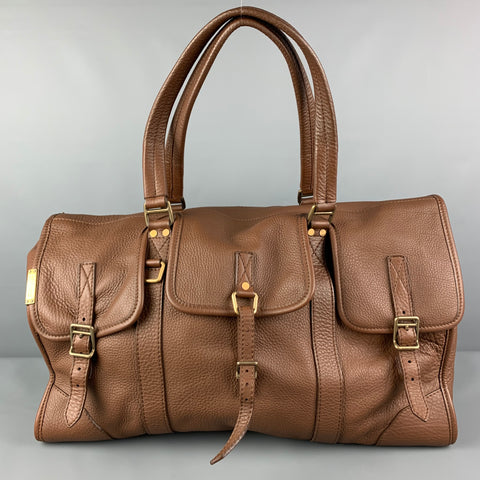 BURBERRY by Christopher Bailey Brown Textured Pebble Grain Leather Messenger Bag