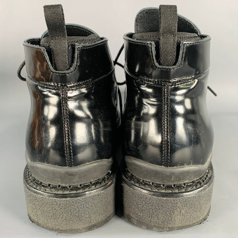 VINCE Size 11 Black Patent Leather Ankle Lace-Up Shoes