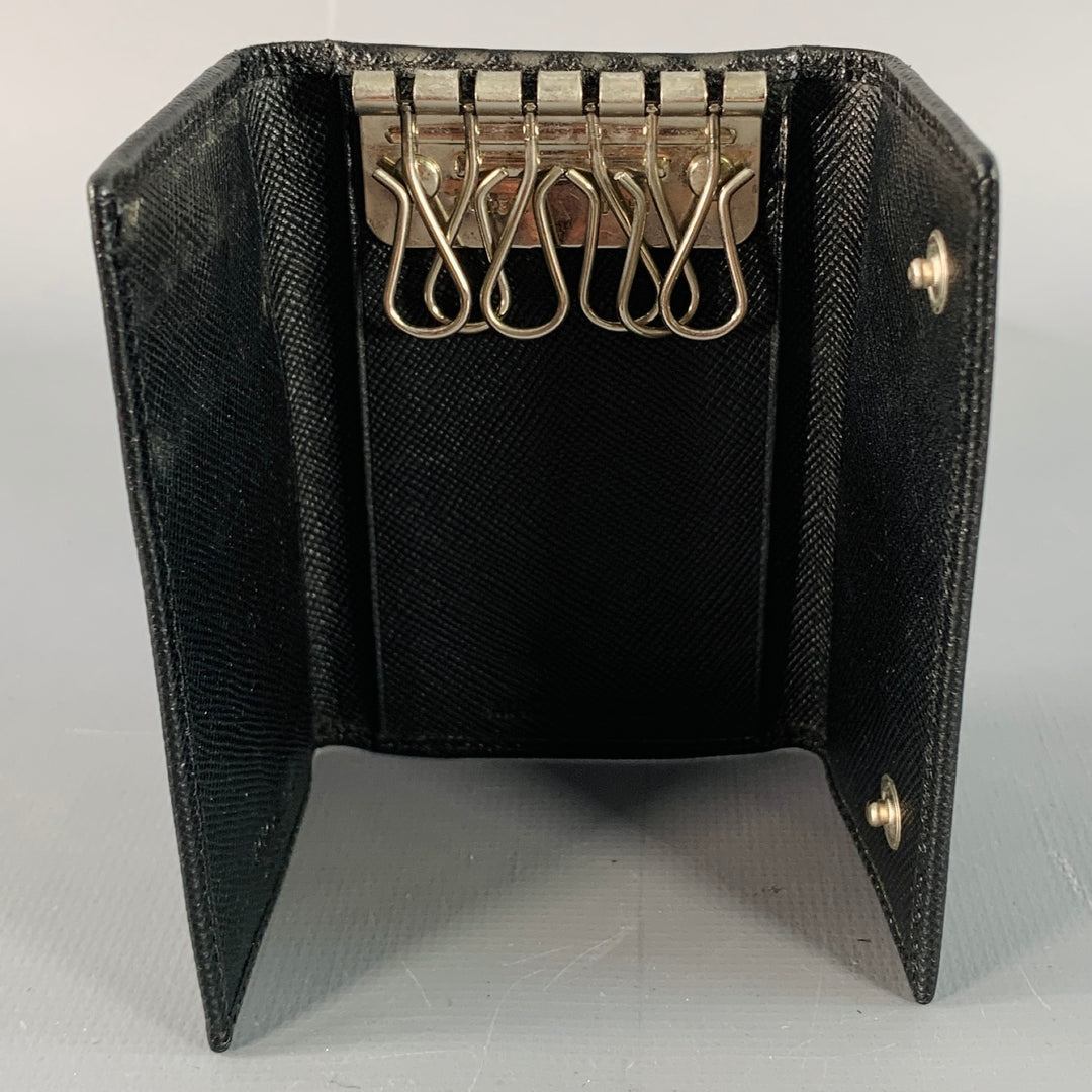 PRADA Black Saffiano Leather Six Ring Key Holder