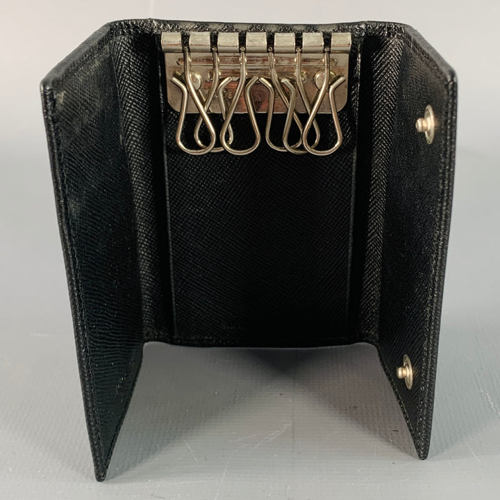 PRADA Black Saffiano Leather Six Ring Key Holder