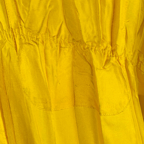ISSEY MIYAKE Size XS Yellow Wrinkled Polyester Nehru Collar Oversized Long Sleeve Shirt