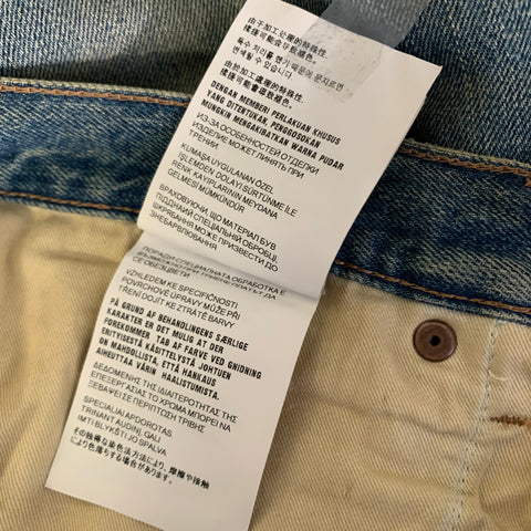 PRADA Size 36 Blue Indigo Distressed Selvedge Denim Button Fly Jeans