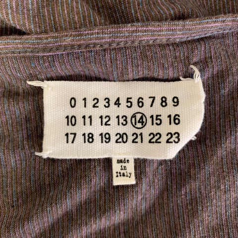 MAISON MARTIN MARGIELA Size XL Brown Purple Micro Stripe Henley Pullover
