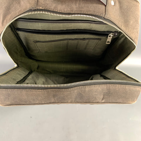 JACK SPADE Grey Gunmetal Shimmer Waxed Cotton Backpack bag