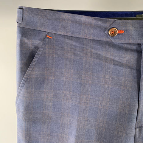MEOLA BELLUCCI Napoli Size 36 Navy Plaid Wool Blend Flat Front Dress Pants