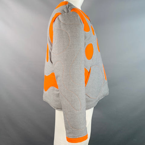 ALDENTE LISBOA Size XL Lava Heather Grey Orange Twill Blob Patches Jacket
