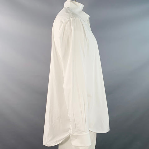 BRIONI Size L White Cotton French Cuff Tuxedo Long Sleeve Shirt