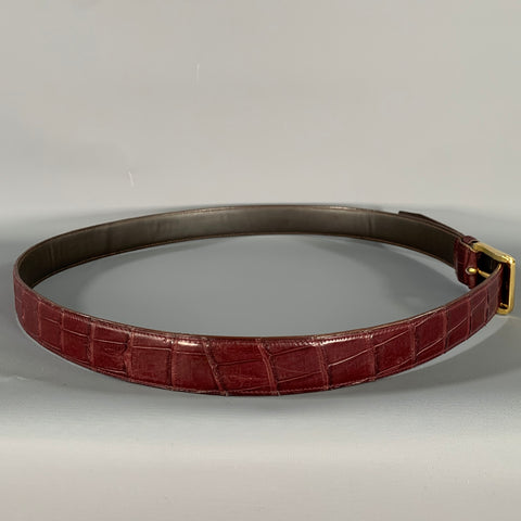 NO BRAND Burgundy Alligator Embossed Leather Belt