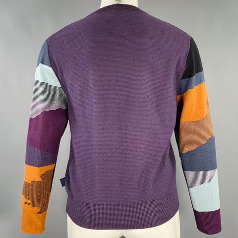 PS by PAUL SMITH Size S Purple Multi Color Stripe Cotton Merino Wool Pullover