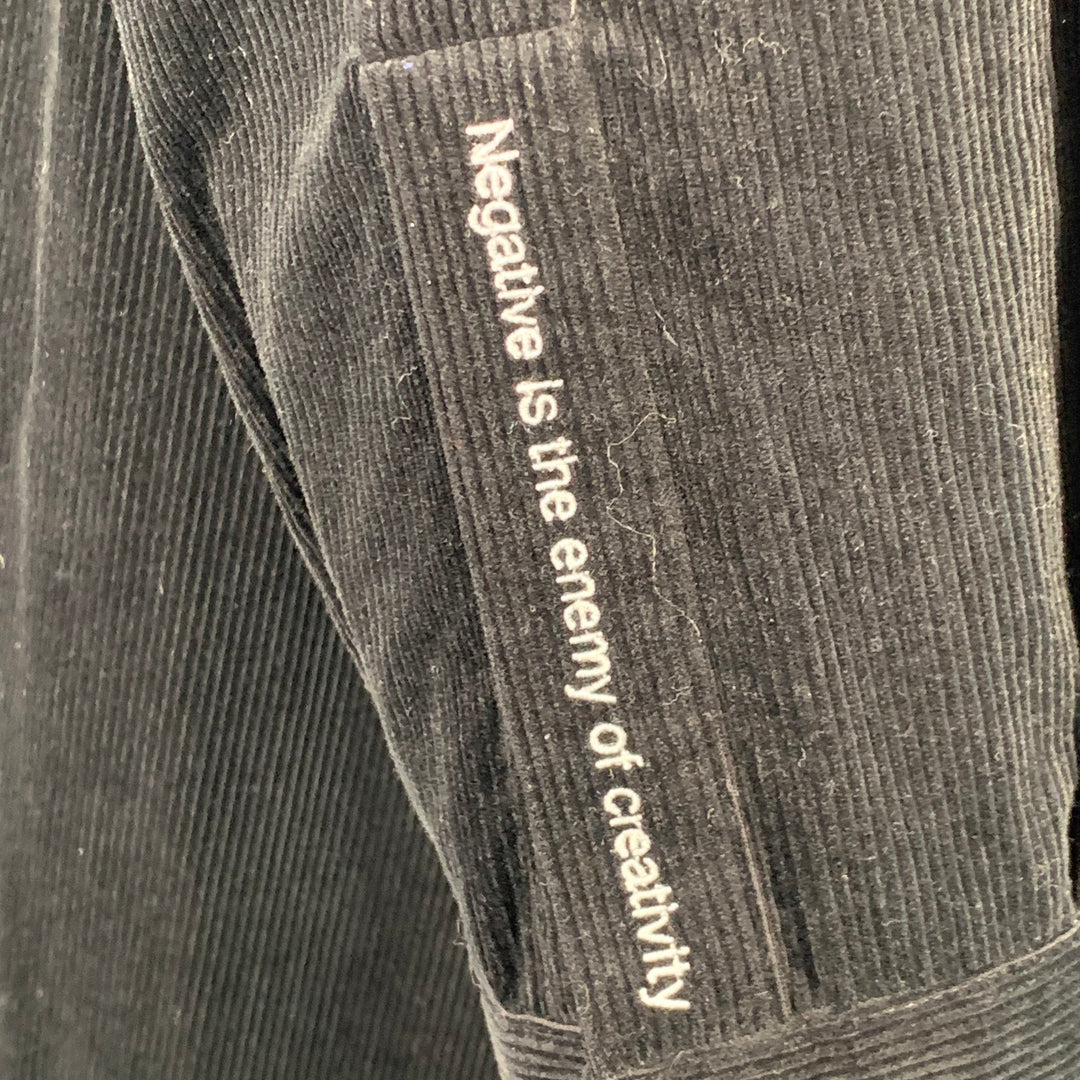 CHRISTIAN DADA Size XS Black Cotton Corduroy Oversized Longline Snaps Shirt