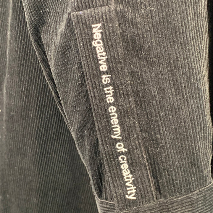 CHRISTIAN DADA Size XS Black Cotton Corduroy Oversized Longline Snaps Shirt