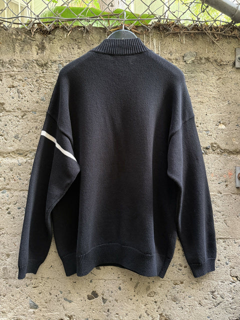 ENFANTS RICHES DEPRIMES SS2022 L Black White Knitted Cotton Crew Neck Sweater