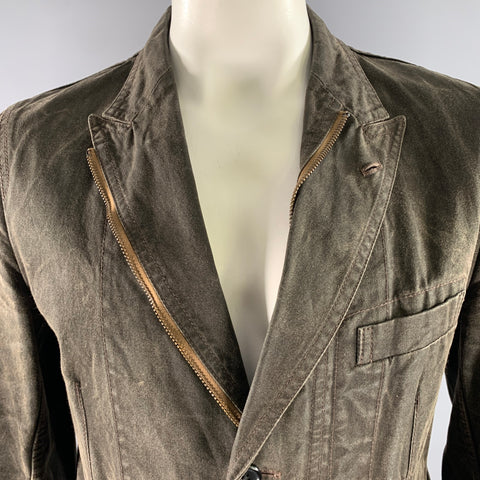 COMME des GARCONS HOMME Size L Brown Distressed Cotton Peak Lapel Jacket