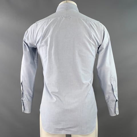 THOM BROWNE Size S Blue Oxford Cotton One Pocket Long Sleeve Shirt