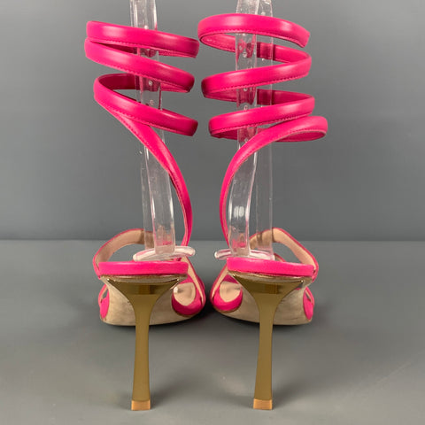 STUART WEITZMAN Size 9 Pink Leather Beatrix Wrap Around Sandals