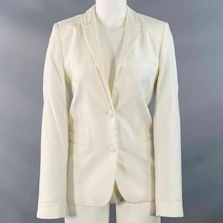 ZADIG & VOLTAIRE Size M Vedaxa Deluxe White Viscose Cotton Woven Jacket Blazer