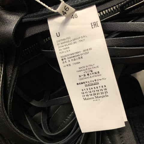 MAISON MARGIELA FW2018 Size L Black Leather Cut Out Zip Up Jacket