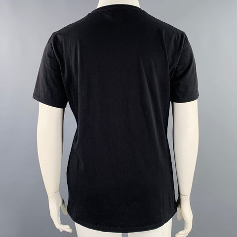 JUST CAVALLI Size L Black Brown Cotton Leopard Graphic Crew Neck T-Shirt