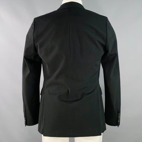 DRIES VAN NOTEN Size 36 Black Polyester Wool Single Breasted Notch Lapel Sport Coat