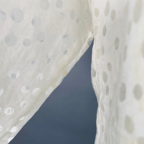 AKRIS Size 6 White Viscose Blend Dots Short Sleeve Crew Neck Casual Top