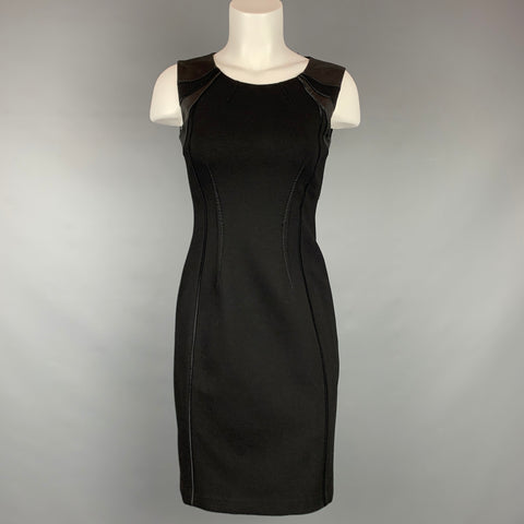 ELIE TAHARI Size 0 Black Viscose Blend Sleeveless Shift Dress