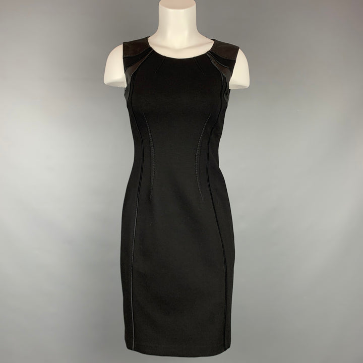 ELIE TAHARI Size 0 Black Viscose Blend Sleeveless Shift Dress